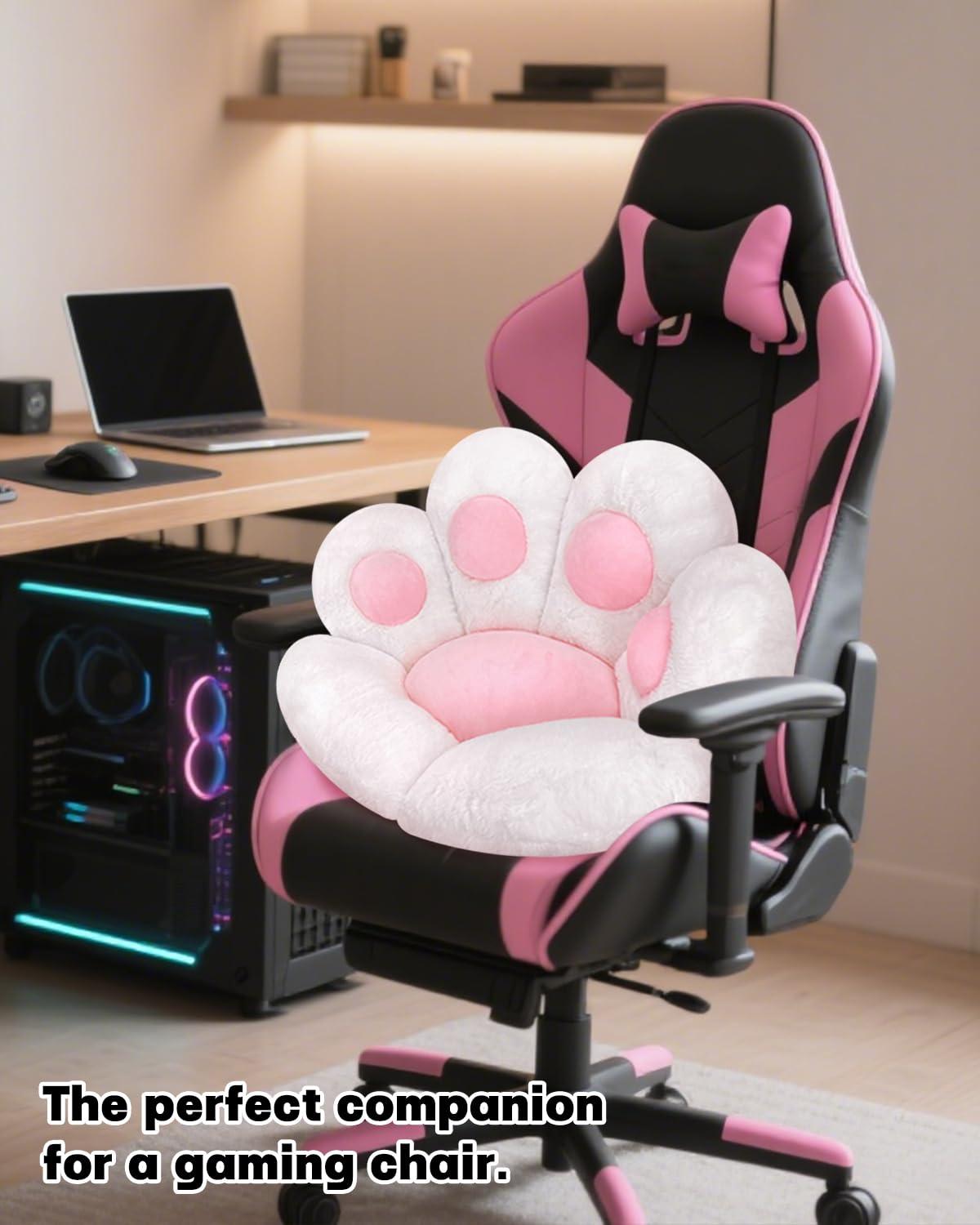 MOONBEEKI Cat Paw Cushion Chair Comfy Kawaii Plush Seat Cushions Shape Lazy Pillow for Gamer Chair 28"x 24" Cozy Floor Cute Seat Kawaii for Girl Worker Gift, Dining Room Bedroom Decorate White