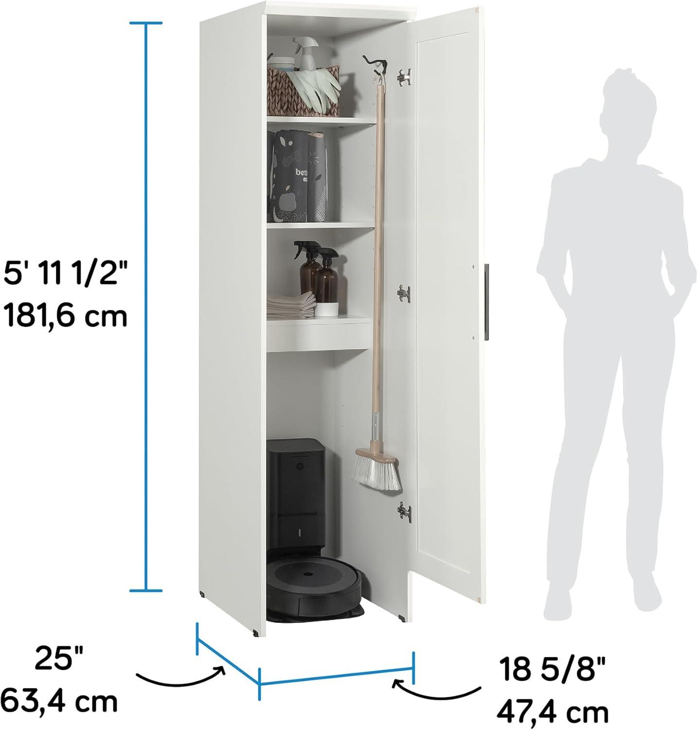 Sauder Homeplus Robot Vacuum Storage Cabinet Glacier White