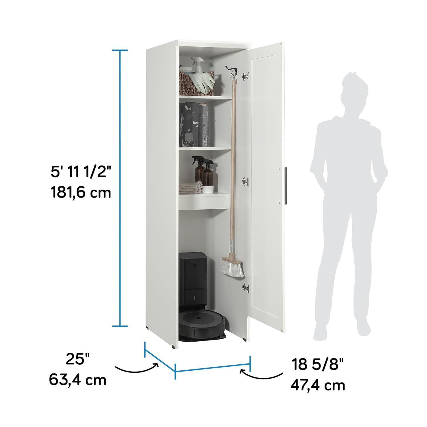 Sauder Homeplus Robot Vacuum Storage Cabinet Glacier White