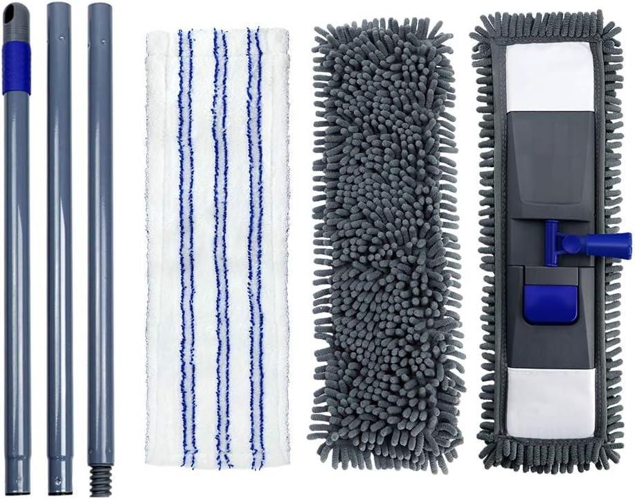 Gray Microfiber Flat Mop with Washable Pads for Hardwood Floors