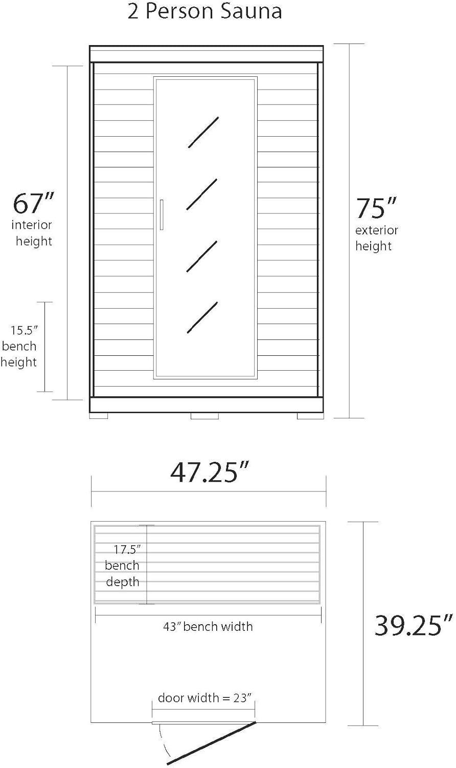 Deluxe 2-Person Hemlock Infrared Sauna with Ceramic Heaters