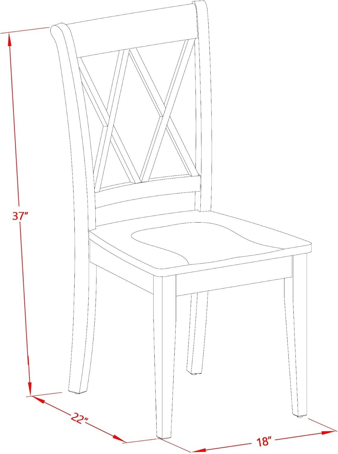 East West Furniture Antique 3-piece Dining Set with X-back Chair in Linen White