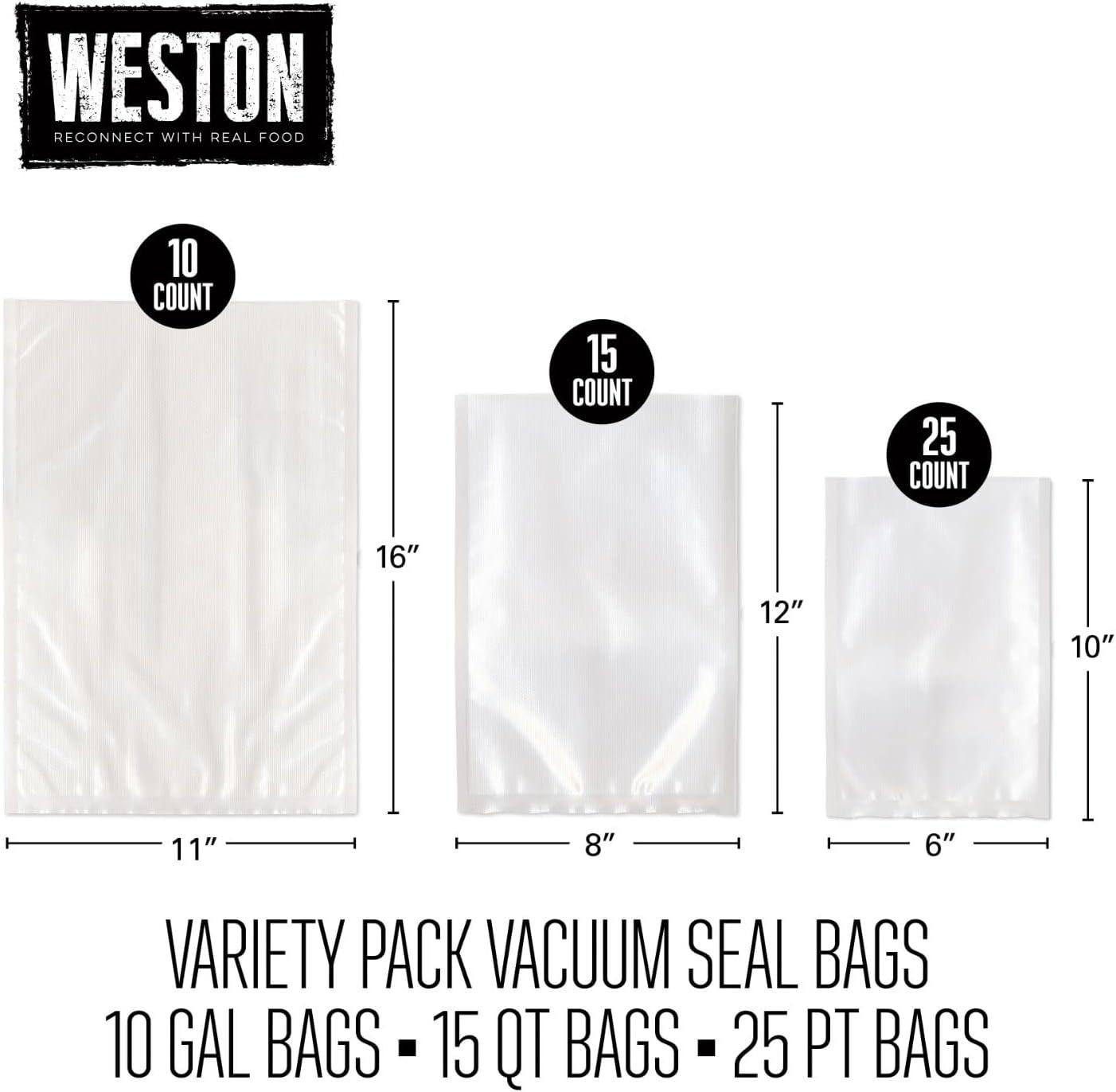 Weston Clear BPA-Free Multi-Size Vacuum Sealer Bags, 50 Count