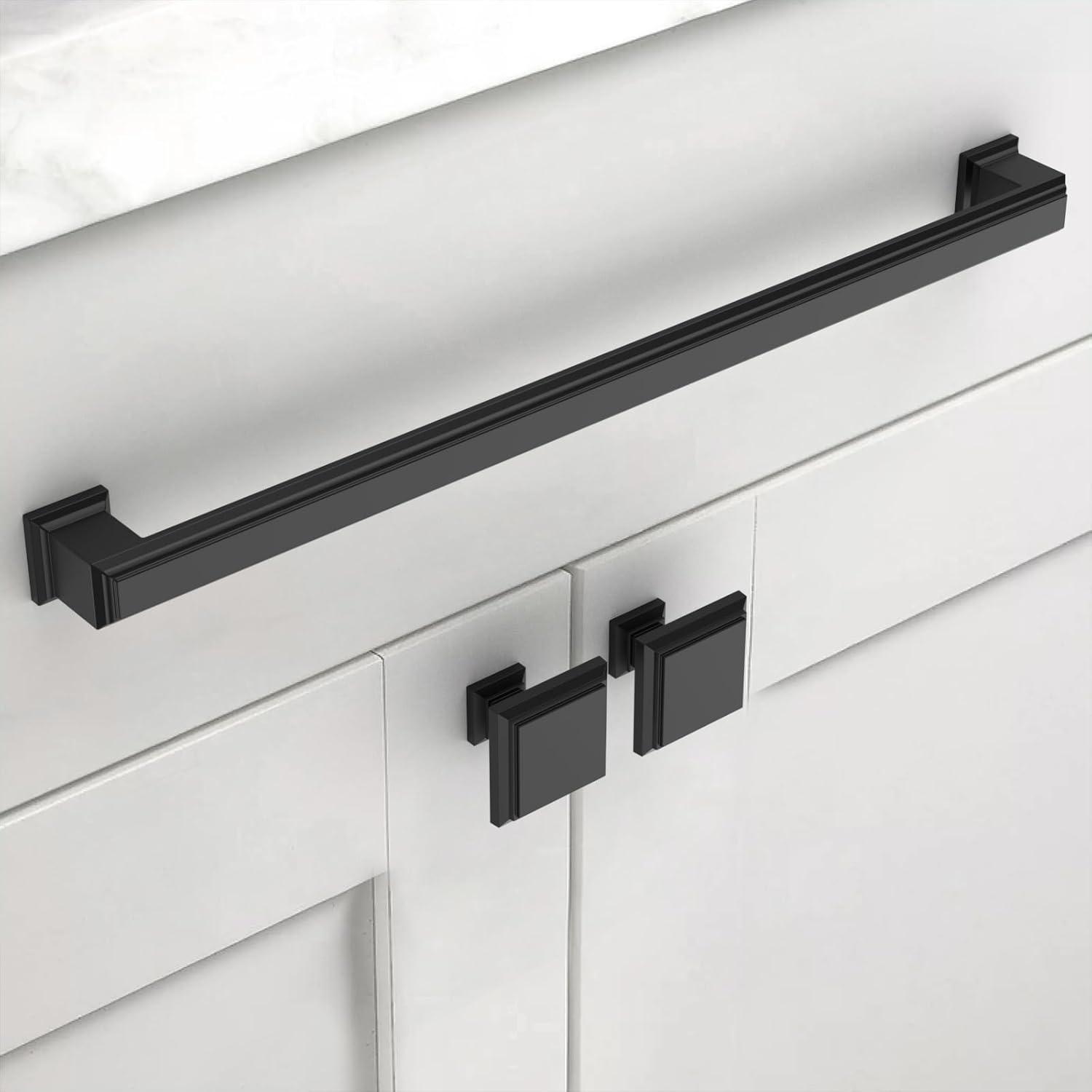 10-Inch Matte Black Modern Cabinet Bar Pulls with Mounting Hardware