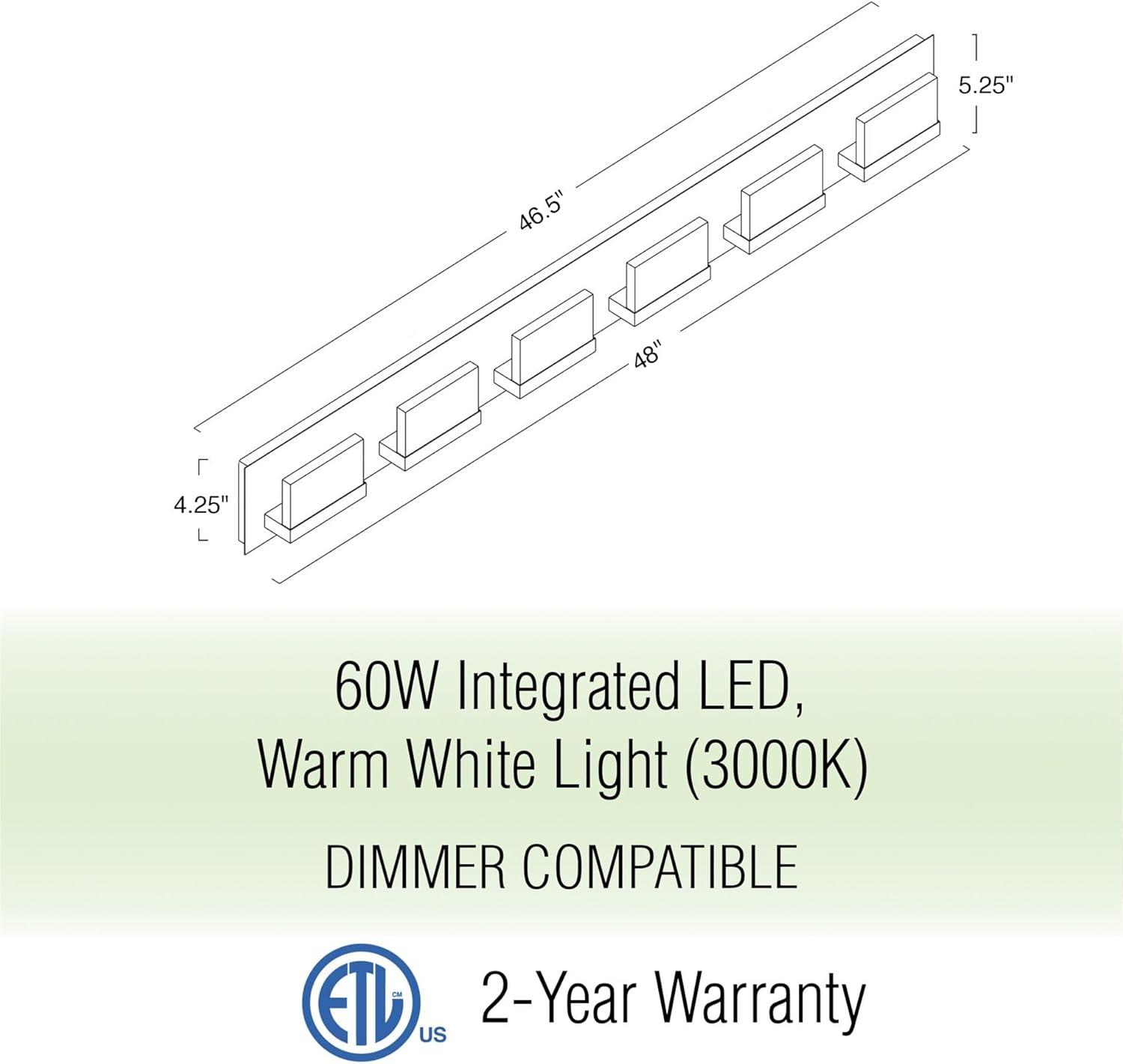 Everett Modern Bronze 48" LED Bathroom Wall Light with Frosted Acrylic Shade