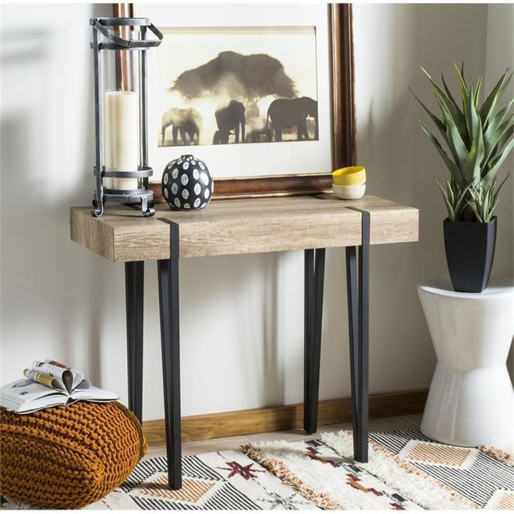 Alyssa Console Table - Multi/Brown/Black Metal Legs - Safavieh