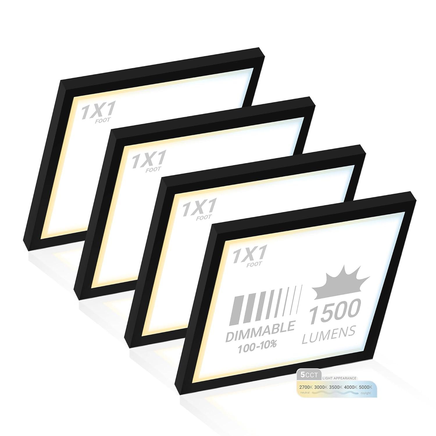 NUWATT NUWATT 4 Pack 1x4 LED Drop Ceiling Flat Panel Troffer Light, Wattage & Color Selectable 40W/30W/20W, CCT 3000K/3500K/4000K/5000K/6500K, 4400LM, 0-10V Dimmable Backlit Fixture, 120V-277V, ETL Listed