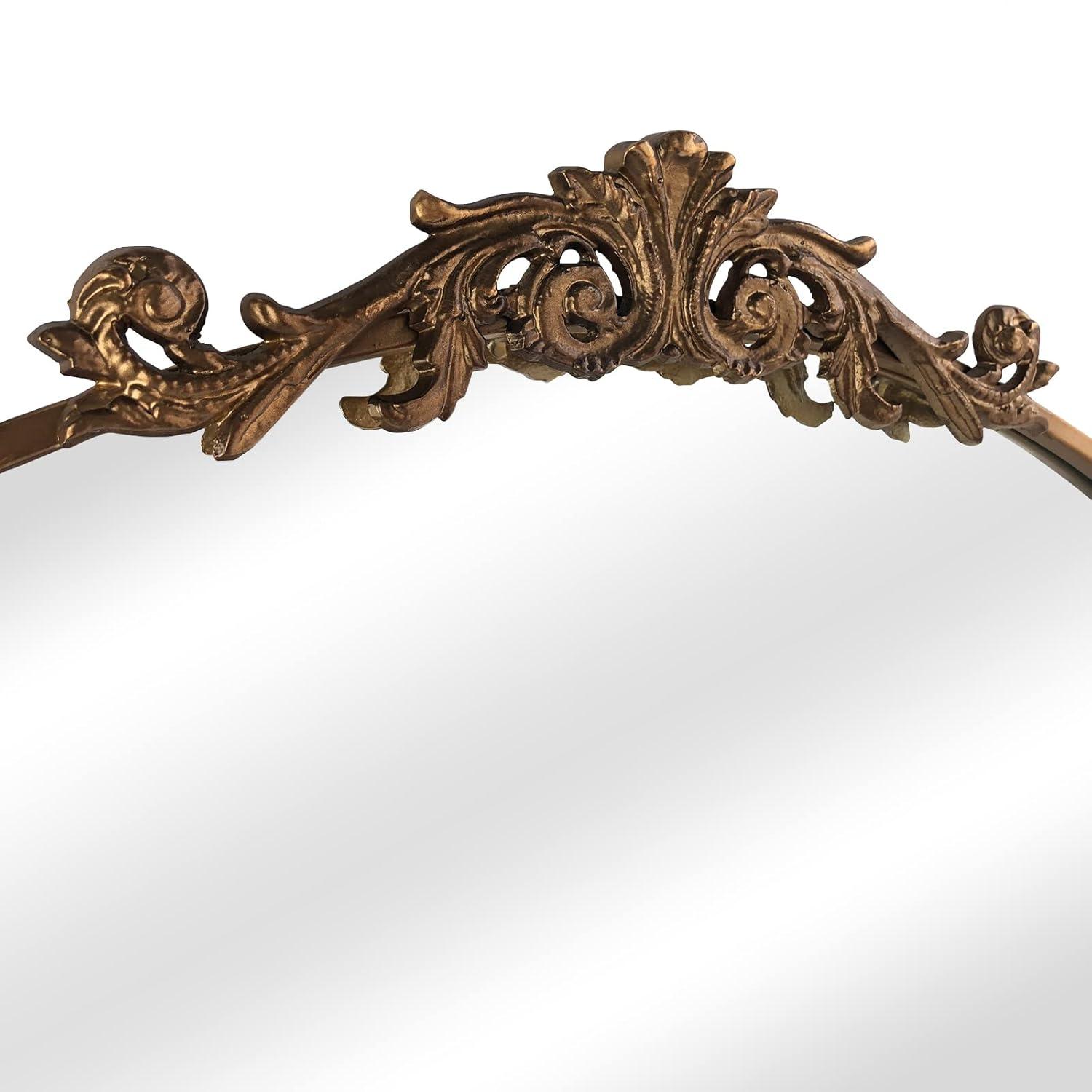 BohoBliss 24"X36" Gold Vintage Mirror for Wall, Antique Arch Mirror, Victorian Ornate Baroque Mirror for Wall, Mantel, Fireplace, Living Room, Hallway, Bathroom, Bedroom, Entryway