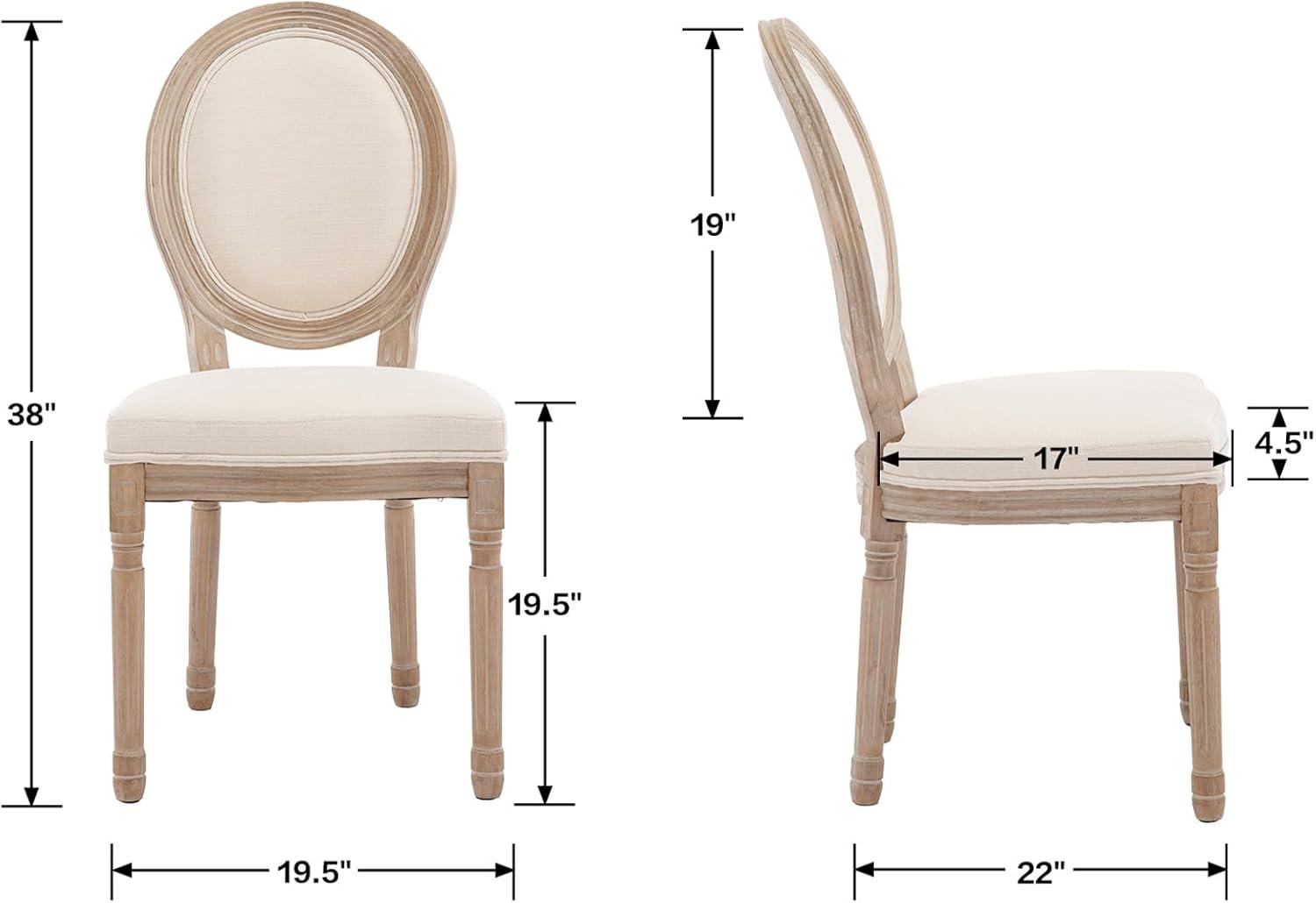 SoarFlash French Dining Chairs Set of 6, Vantage Dining Chair with Round Back, Farmhouse Country Dining Chair for Kitchen,Bedroom,Beige