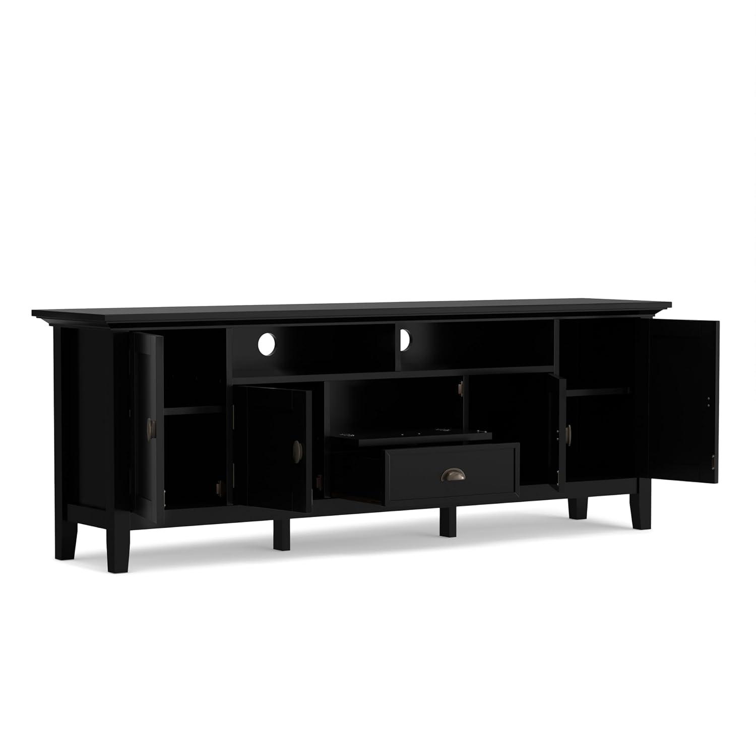 Simpli Home Redmond 72"W Solid Wood TV Stand for TVs up to 80" with Storage Cabinets