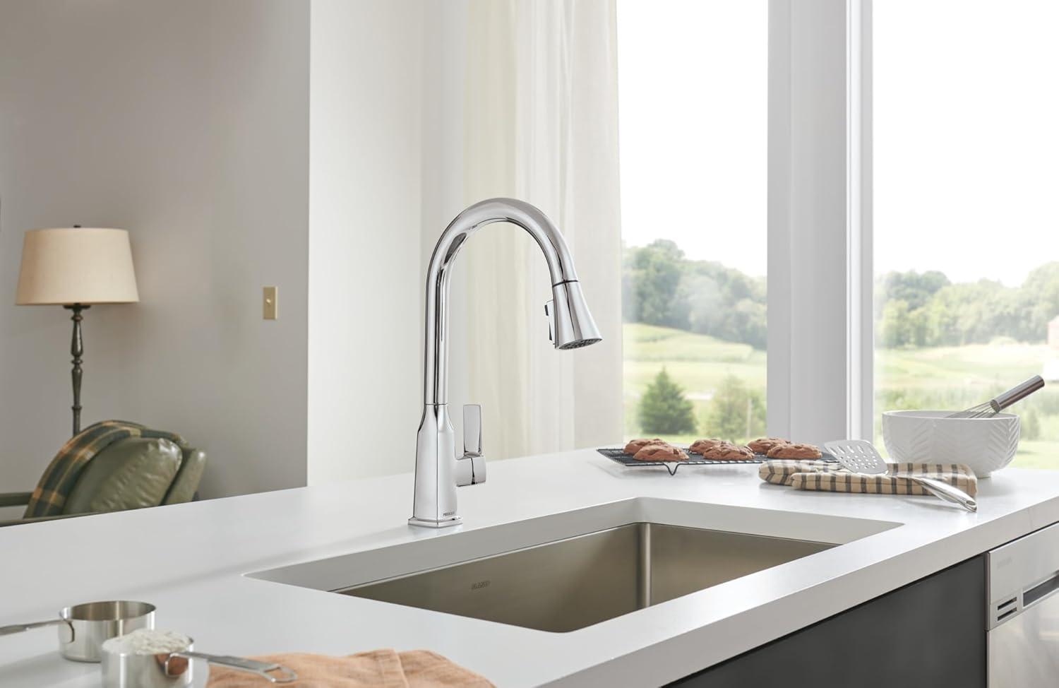 Ezra Polished Chrome Pull-Down Kitchen Faucet with Spray