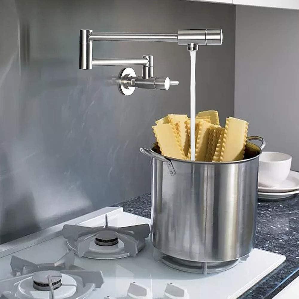 Stainless Steel Wall Mount Pot Filler Faucet with Lever Handles