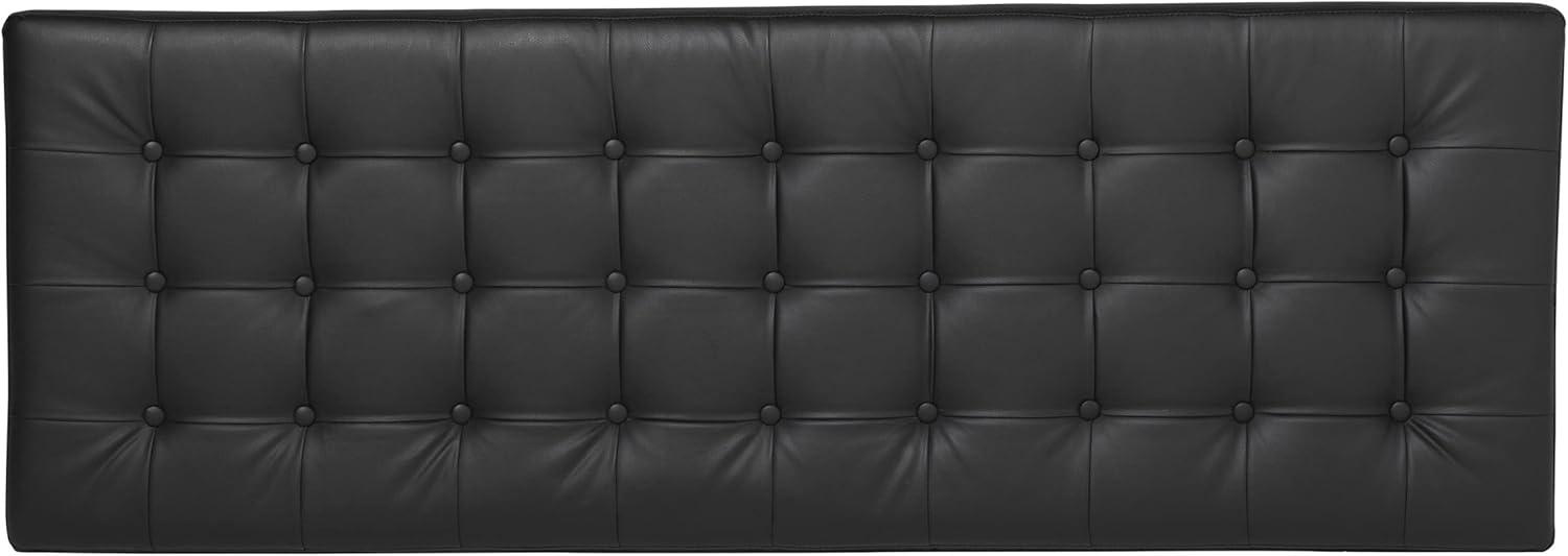 Lintel 60'' Ebony Bonded Leather Tufted Bench with Chrome Finish