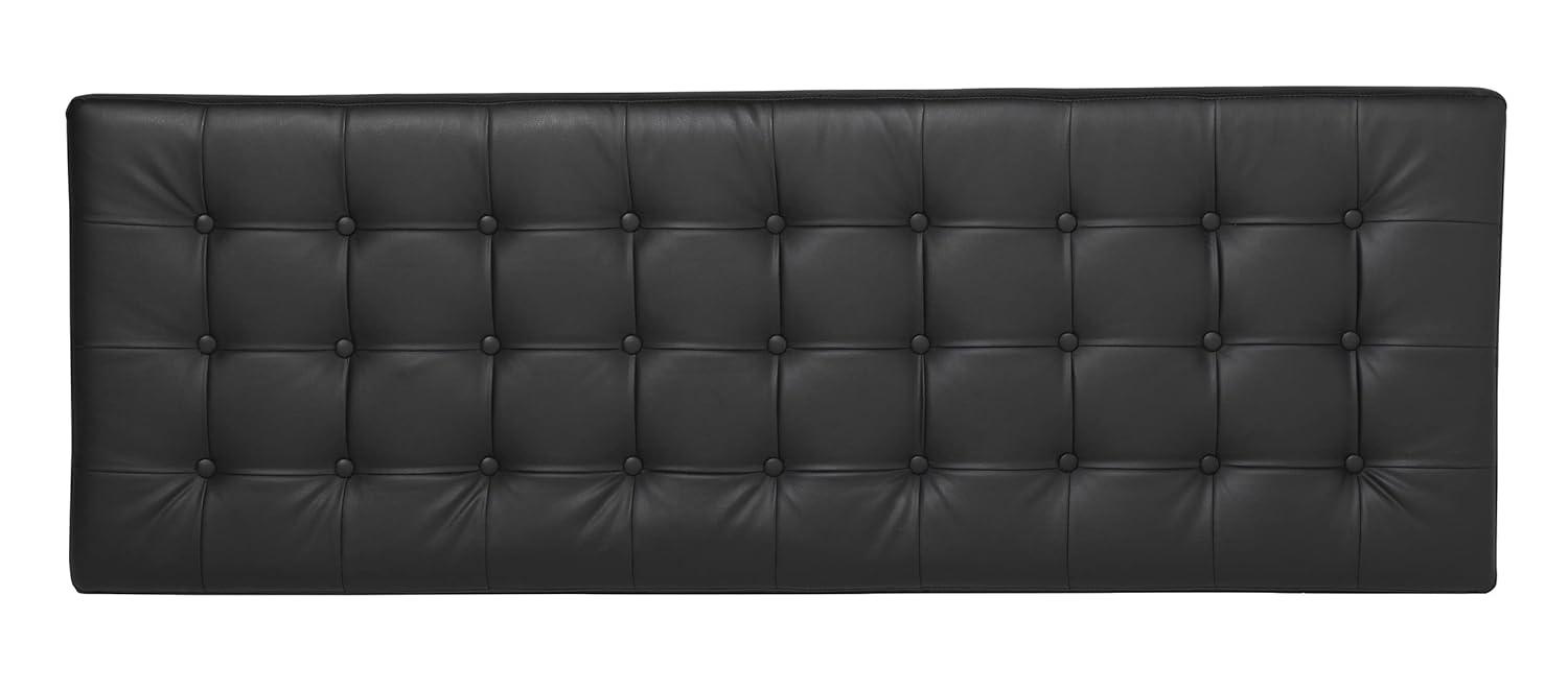 Lintel 60'' Ebony Bonded Leather Tufted Bench with Chrome Finish