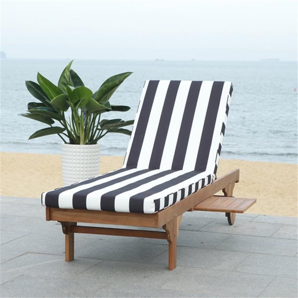 Newport Lounge Chair - Outdoor - PAT7022 - Natural/Black Stripe -Safavieh