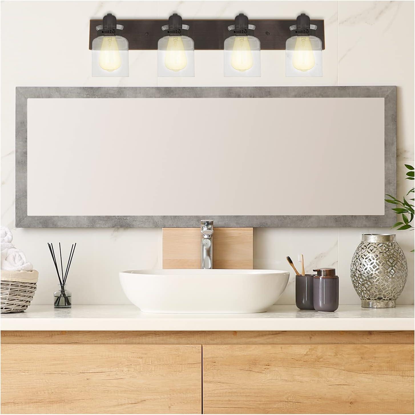 Oiled Rubbed Bronze 4-Light Jelly Jar Vanity Fixture