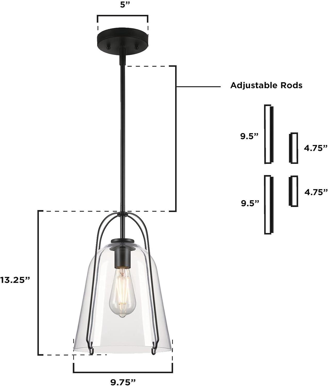 Kewadin Mini Matte Black and Clear Glass Bell Pendant Light