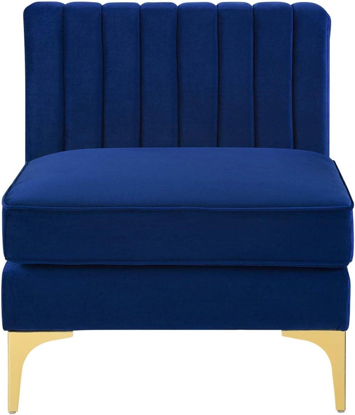 Modway Triumph Modern Channel Tufted Performance Velvet Armless Chair in Navy