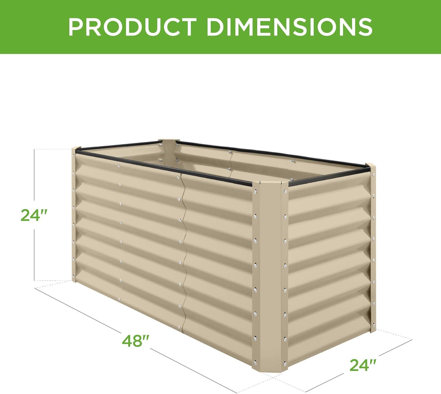 Beige 4x2x2ft Powder-Coated Steel Raised Garden Bed Planter