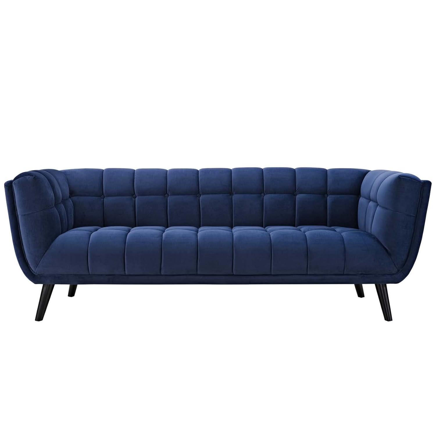 Modway Bestow Modern Style Performance Velvet Sofa in Navy Finish