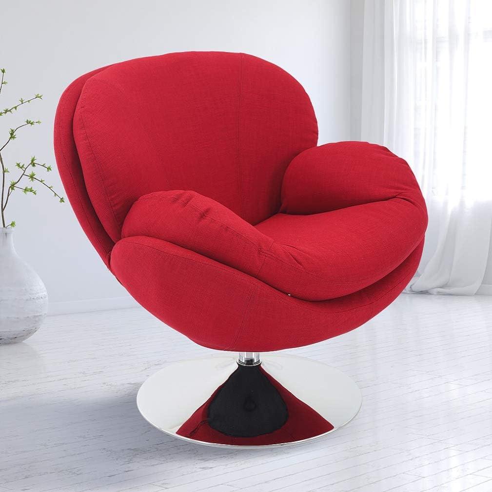 Red Swivel Barrel Arm Chair with Chrome Base