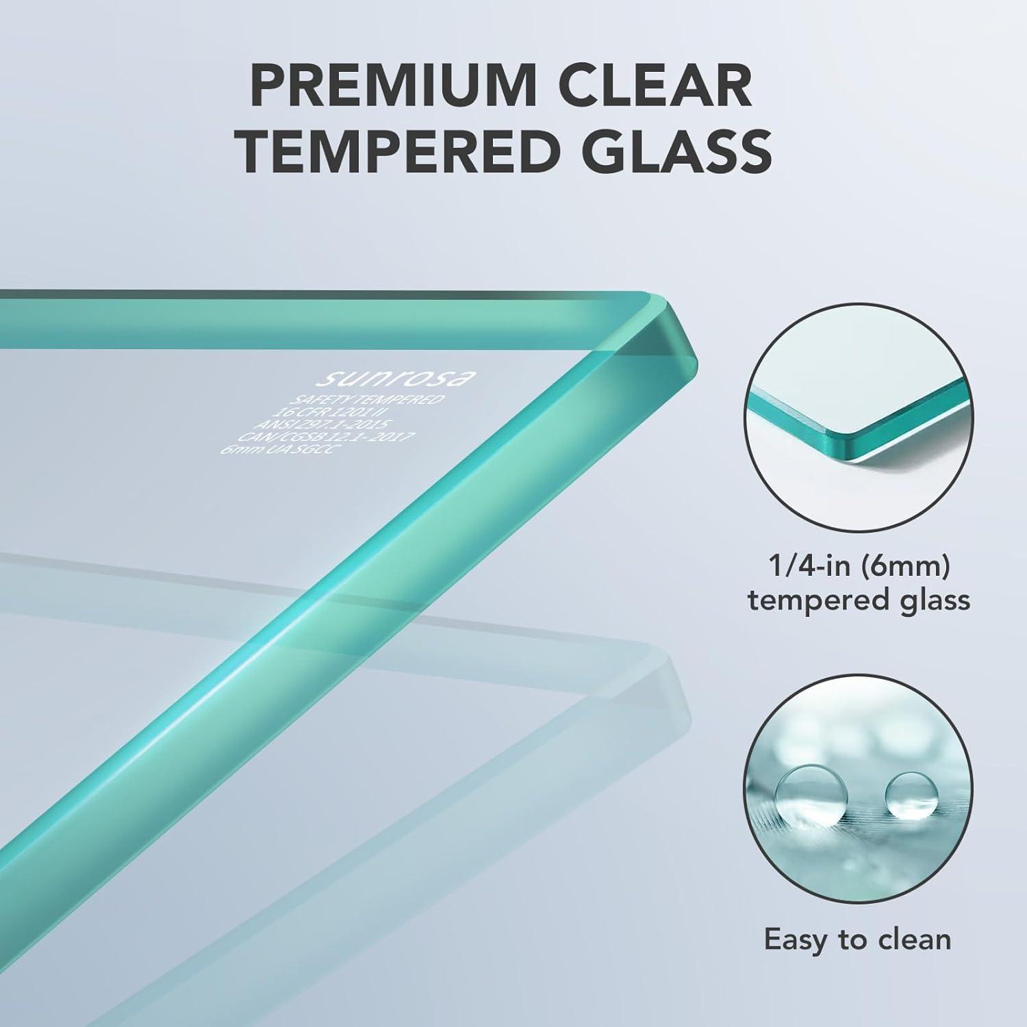 43" W x 58" H Frameless Glass Hinged Bathtub Shower Door with Clear Tempered Glass