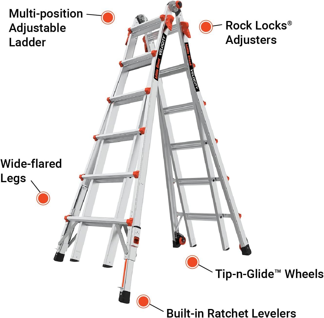 Little Giant M26 Multi-Position Ladder with Leg Levelers , Type IA - 300 lbs. Rated, Aluminum, 15426-801