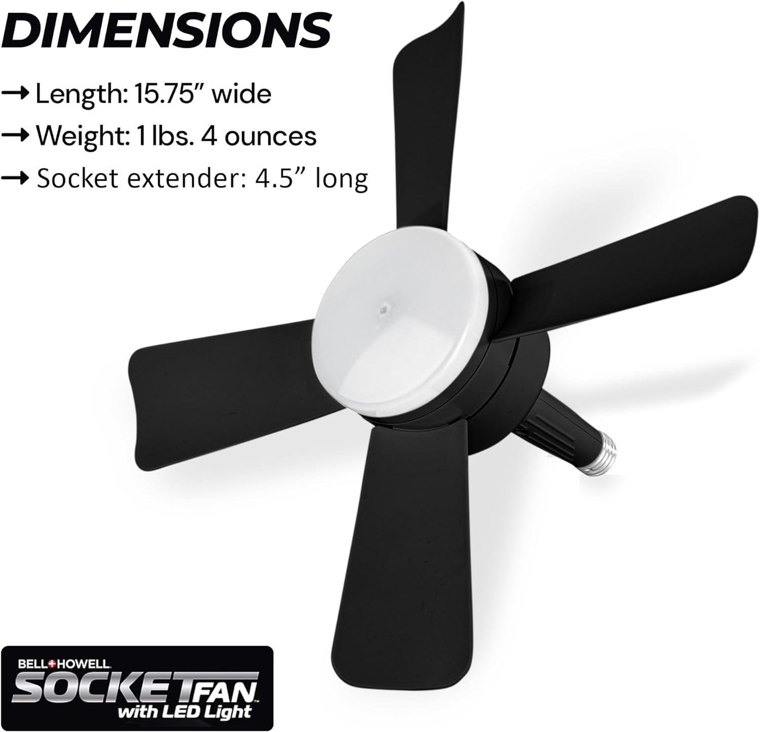 Bell + Howell Bell + Howell Socket Fan, Ceiling Fan With 1000 Lumens and Remote Control