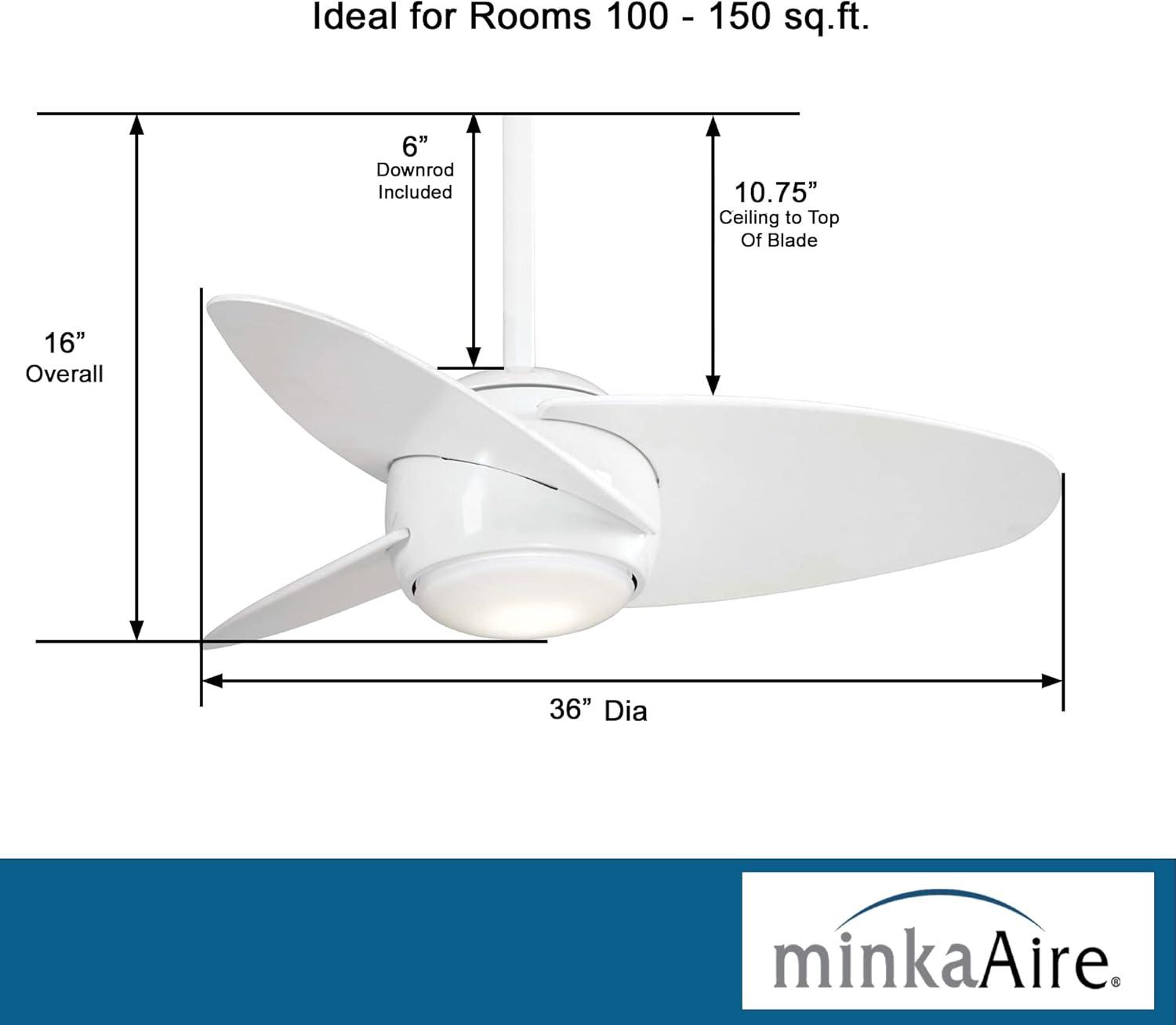 36" 3 - Blade LED Propeller Ceiling Fan with Wall Control and Light Kit Included