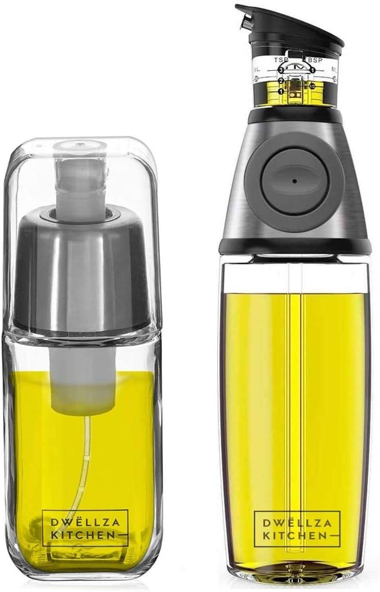 Dwellza Kitchen Cooking Olive Oil Dispenser Bottles For Kitchen With Drain And Measurements