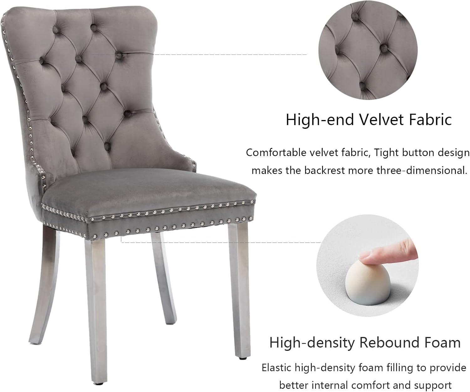 Rosdorf Park High-end Tufted Velvet Upholstered Nailhead Dining Chair
