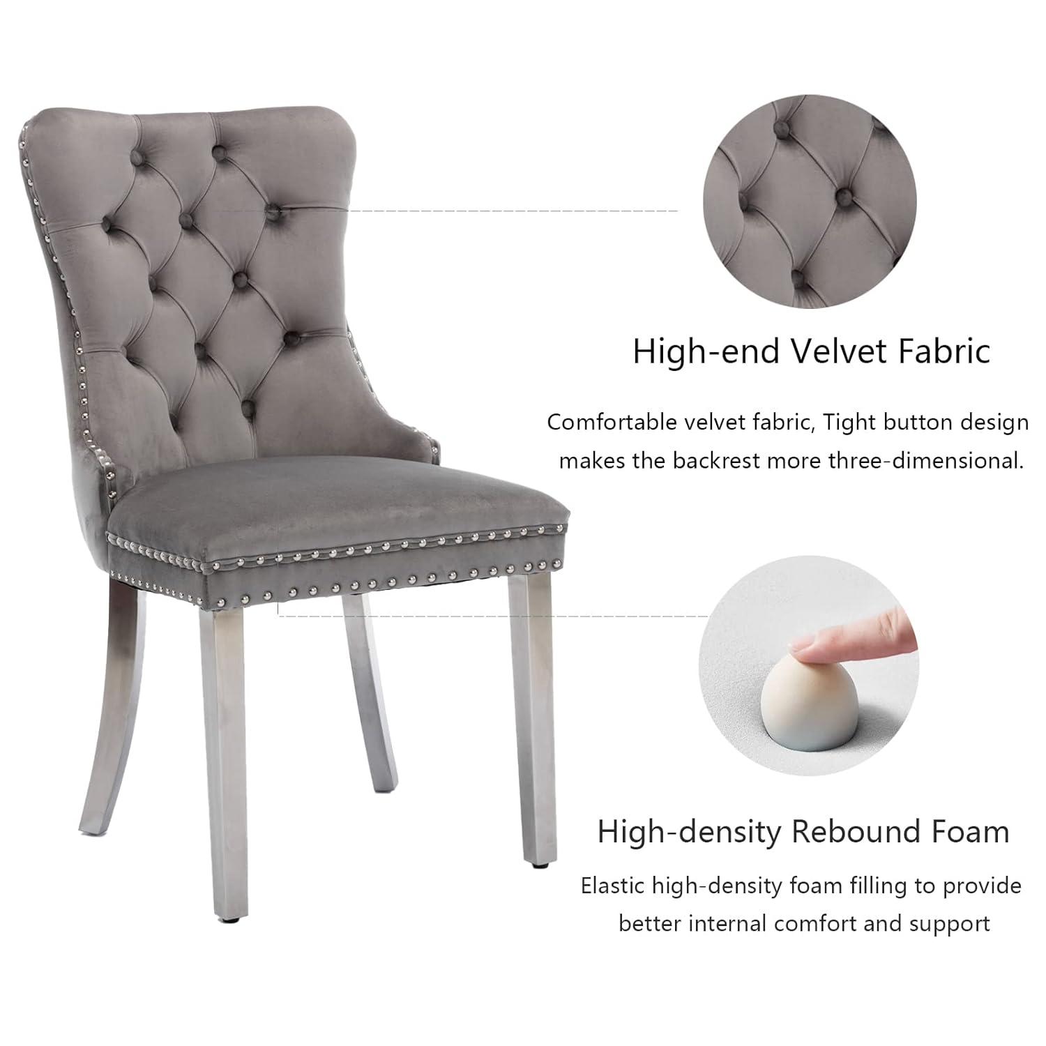 Rosdorf Park High-end Tufted Velvet Upholstered Nailhead Dining Chair
