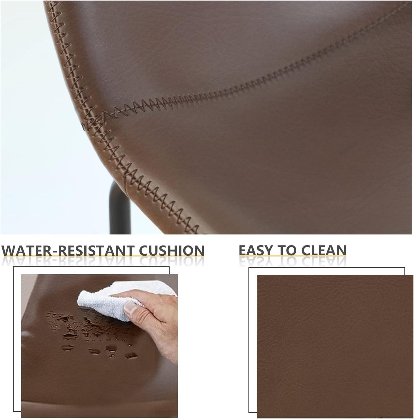 Killeryuki PU Leather Bar Stools with Back and Footrest Set of 2 Brown Modern Bar Stool Chair Height for Pub Coffee Home Dinning Kitchen