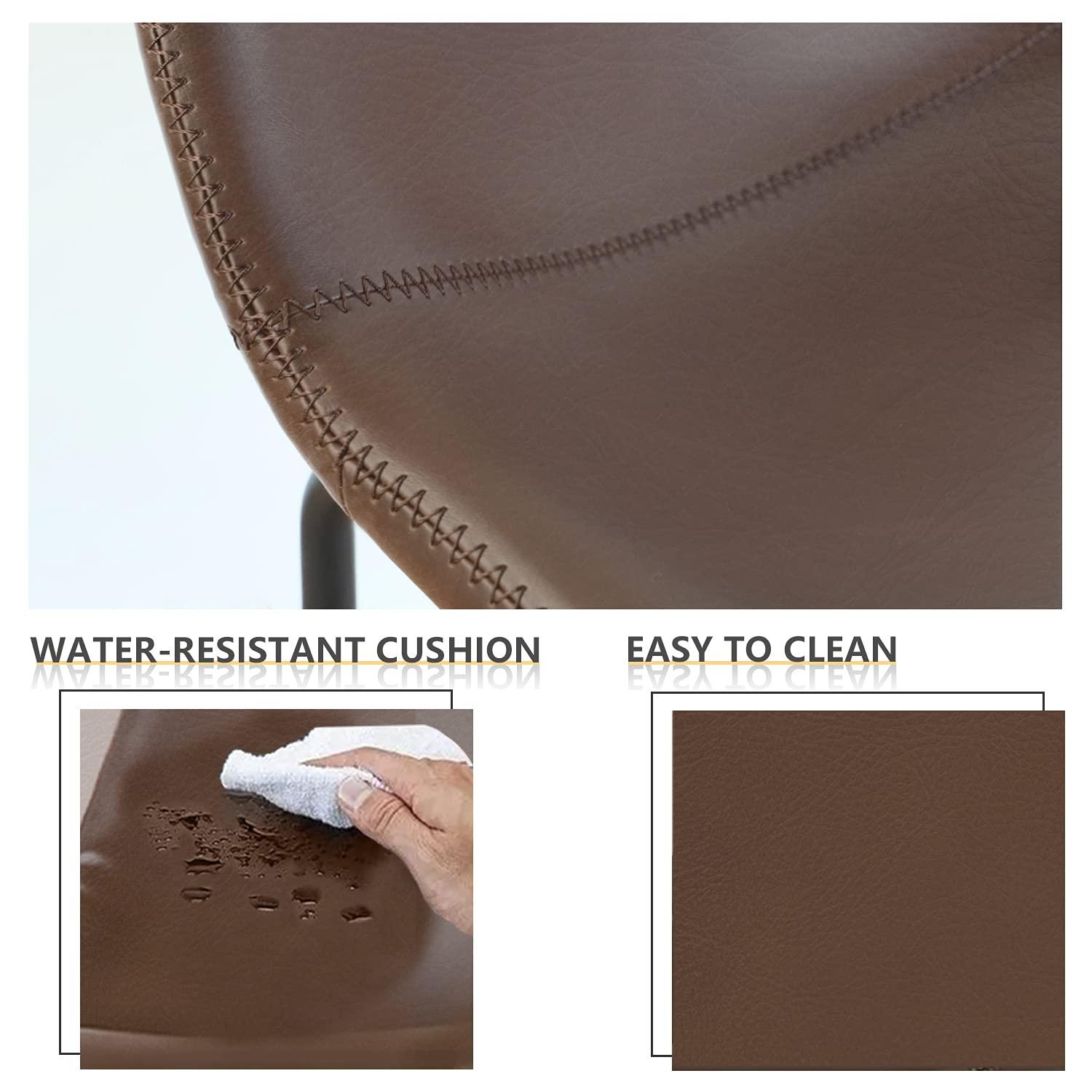 Killeryuki PU Leather Bar Stools with Back and Footrest Set of 2 Brown Modern Bar Stool Chair Height for Pub Coffee Home Dinning Kitchen