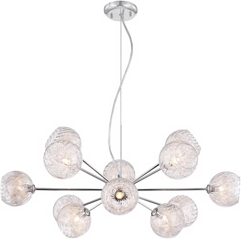 Possini Euro Design Wired Chrome Chandelier Lighting 32" Wide Modern Sputnik Art Glass 12-Light Fixture for Dining Room House Foyer Kitchen Island