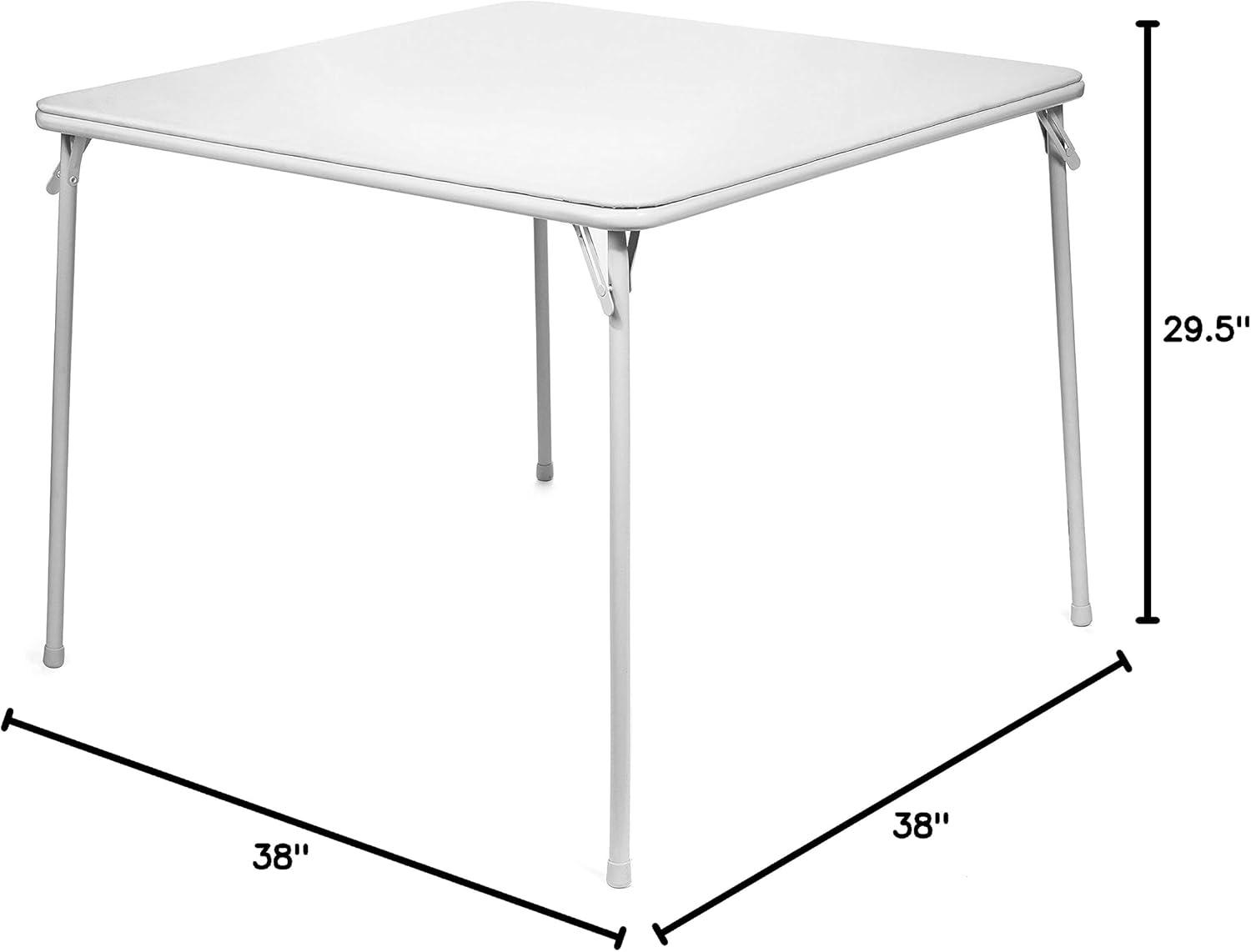 XL Series Square Folding Card Table (38") - Easy-to-Use Collapsible Legs for Portability and Storage - Vinyl Upholstery for Convenient Cleaning - Steel Construction, Wheelchair Accessible (White)