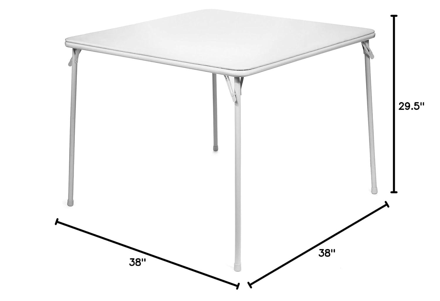 Square Folding Card Table - 38" - Easy-to-Use Collapsible Legs for Portability and Wheelchair Accessibility - Vinyl Upholstery for Convenient Cleaning - Steel Frame, White