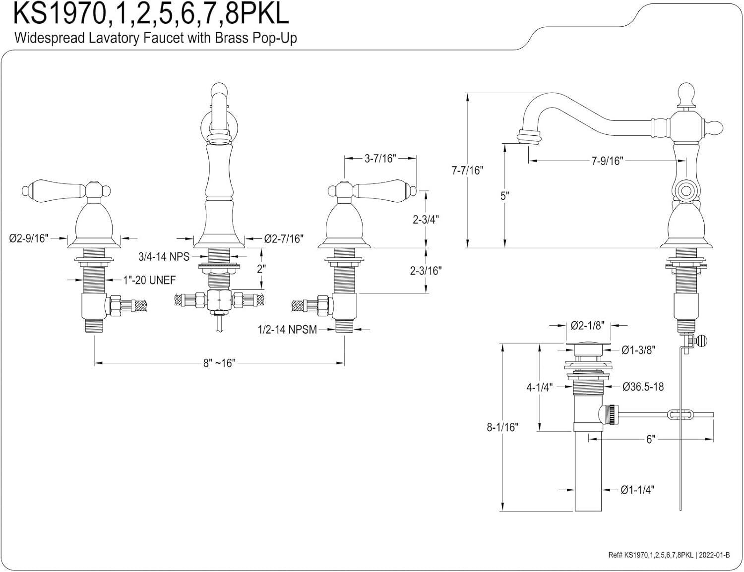 Duchess Widespread Bathroom Faucet with Drain Assembly