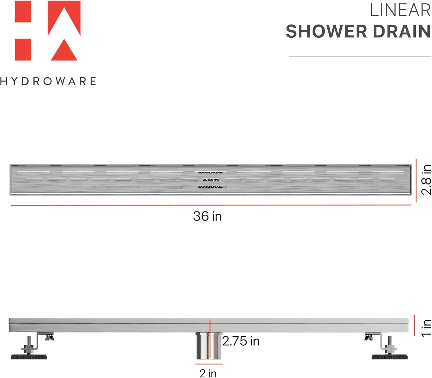 36" Stainless Steel Linear Shower Drain with Hair Strainer