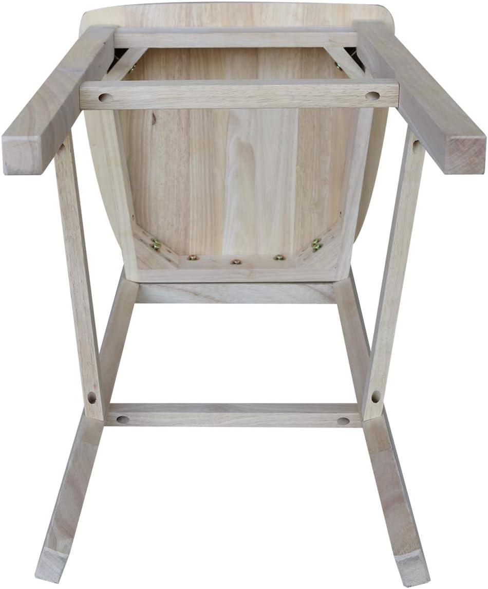 Solid Parawood Slatback Barstool 46" Unfinished Traditional Design