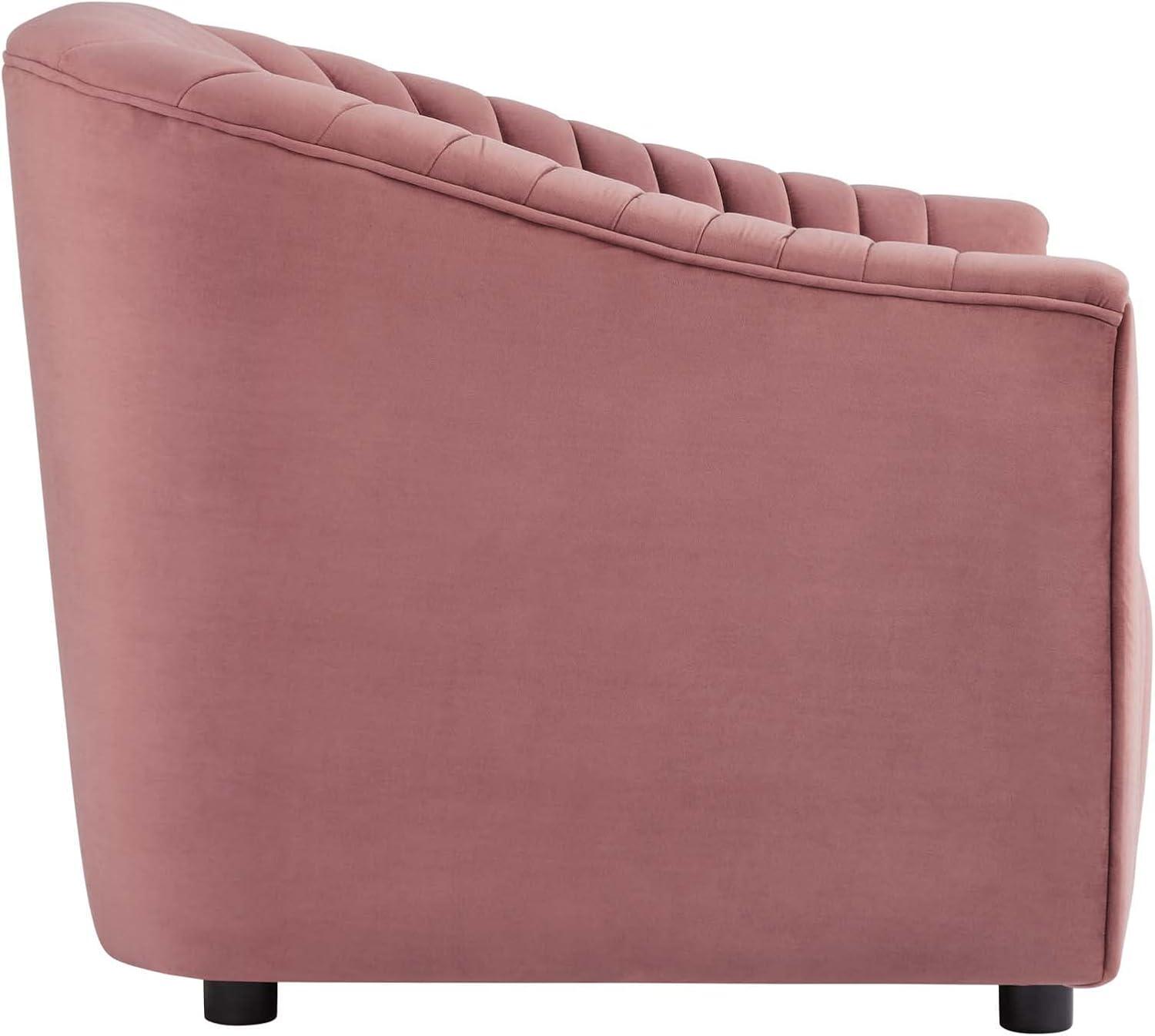 Modway Announce Modern Performance Velvet Tufted Armchair in Dusty Rose Pink