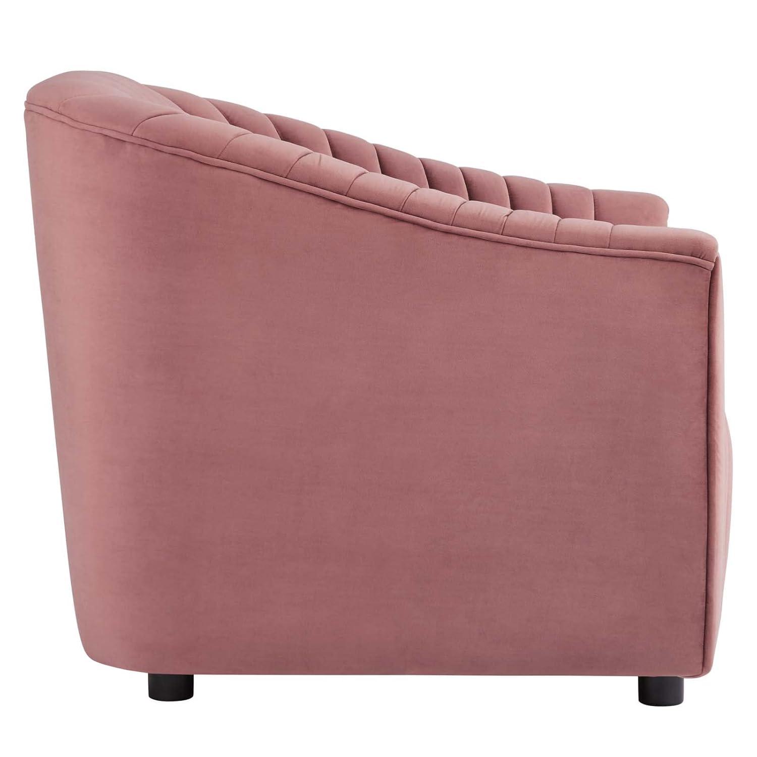 Modway Announce Modern Performance Velvet Tufted Armchair in Dusty Rose Pink