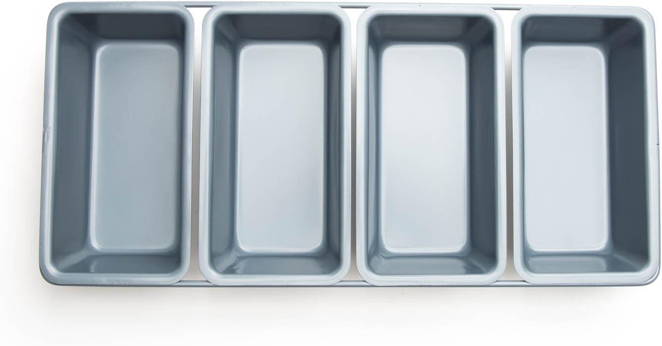 Fox Run Linked Non-Stick Carbon Steel Mini Bread Loaf Pans, 4 Cake Tins, 6.5" x 14.5" x 2"