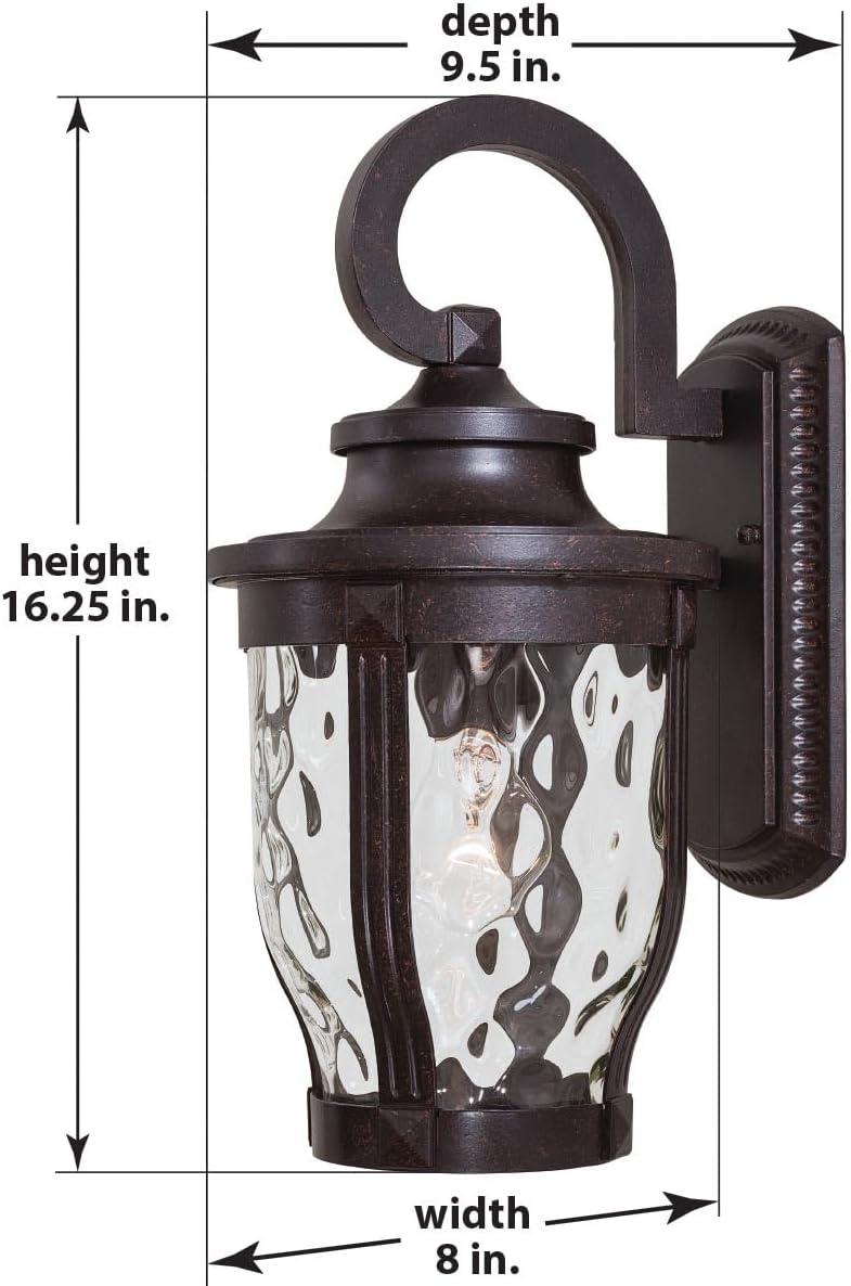Minka Lavery Rustic Outdoor Wall Light Fixture Corona Bronze 16 1/4" Clear Hammered Glass for Post Exterior Deck Porch Yard Patio
