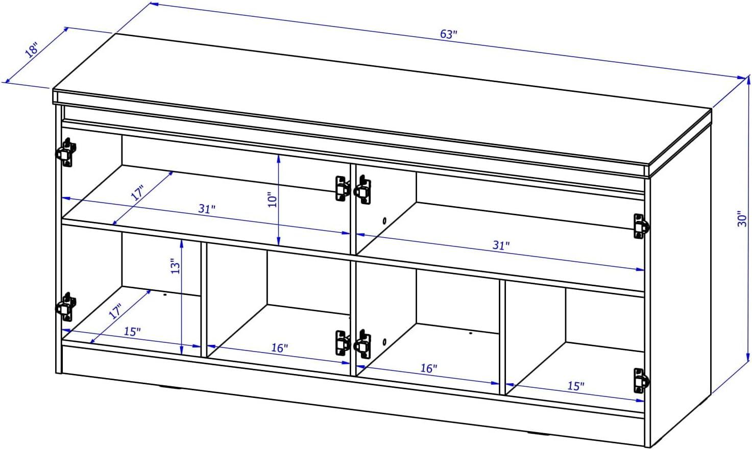 62.99" Viennese 6 Shelf Buffet Cabinet - Manhattan Comfort