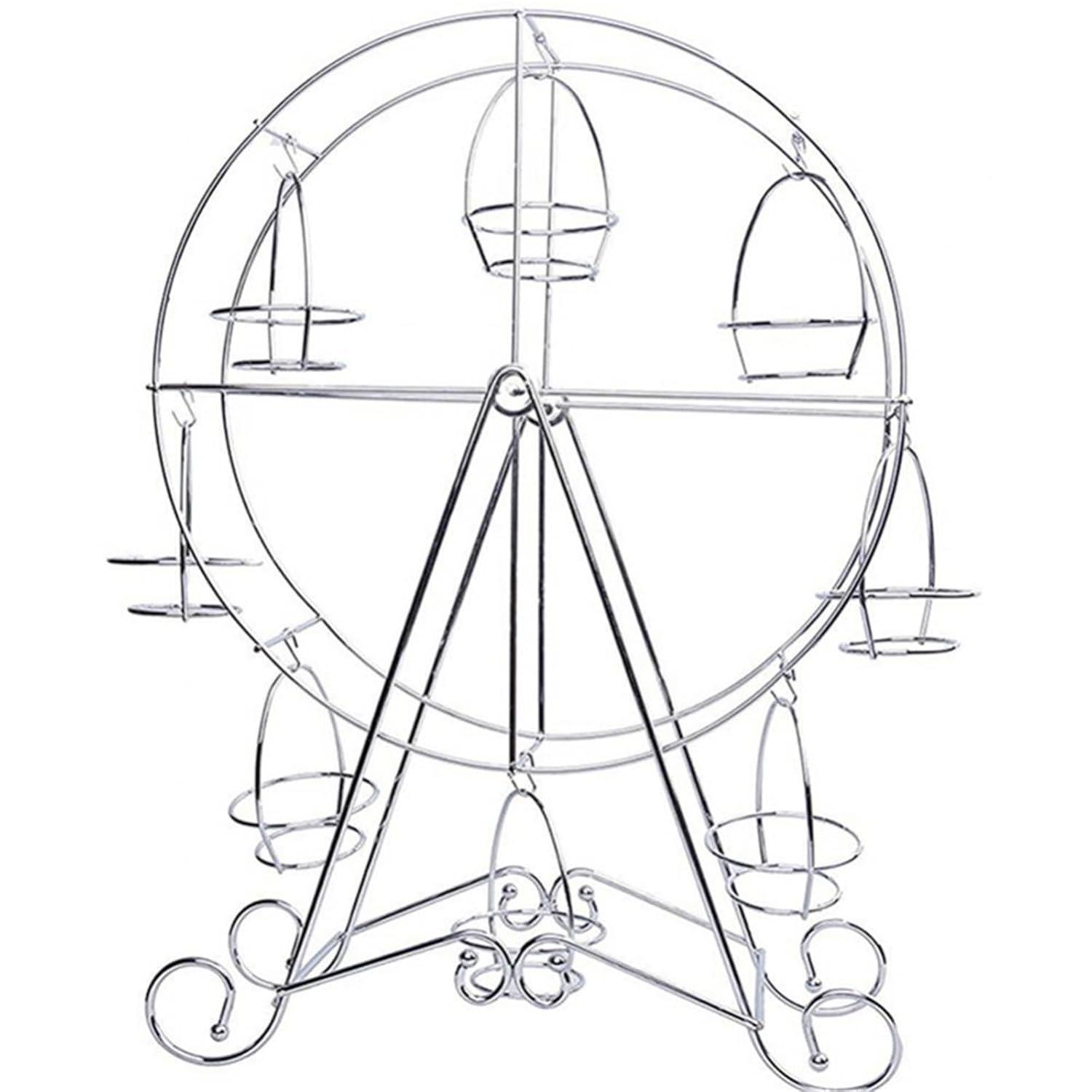 ASkinds Ferris Wheel Cupcake Stand Dessert Serving Tray, Ferris Wheel Cupcake Stand for Carnival and Circus Theme Party Wedding Party Furnishing Accessories (Silvery)