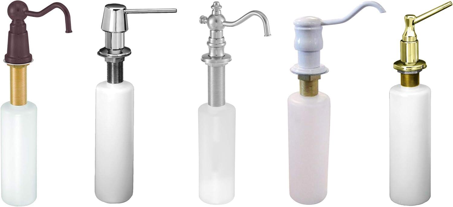 Kitchen Sink Deck Mount Liquid Soap/Hand Sanitizer Dispenser with Refillable 12 oz Bottle in Polished Brass