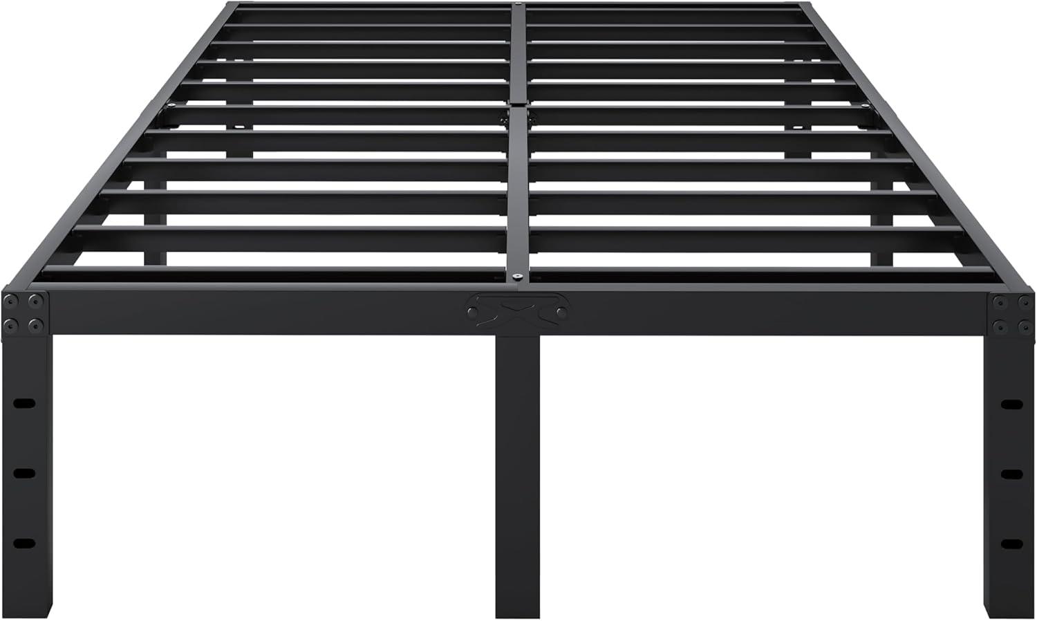 King Black Metal Frame 16 Inch Platform Bed with Storage