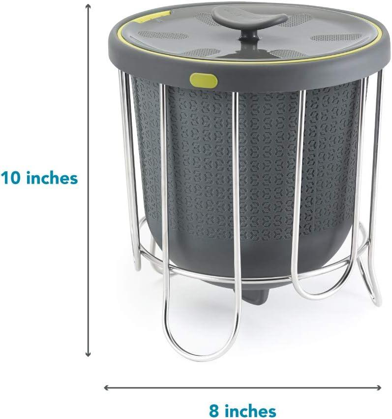 Gray Silicone Kitchen Composter with Adjustable Lid