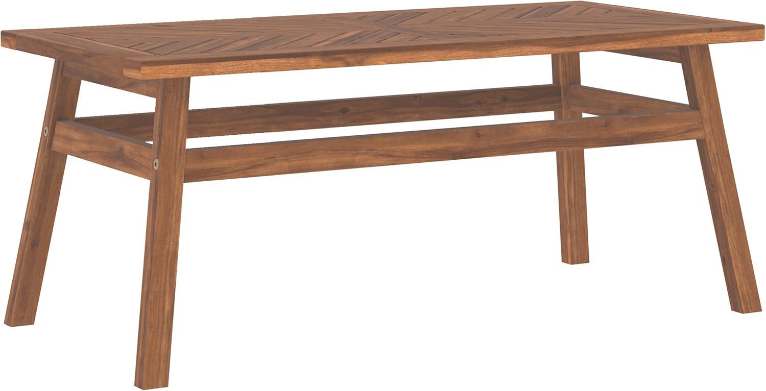 Brown Acacia Wood Chevron Outdoor Patio Coffee Table